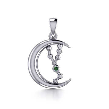 Crescent Moon and Taurus Astrology Constellation Silver Pendant TPD5767 - Jewelry
